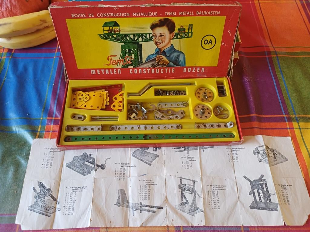 Vintage Temsi metalen speelgoed  bouw & constructiedoos OA, Antiek en Kunst, Antiek | Speelgoed, Ophalen of Verzenden