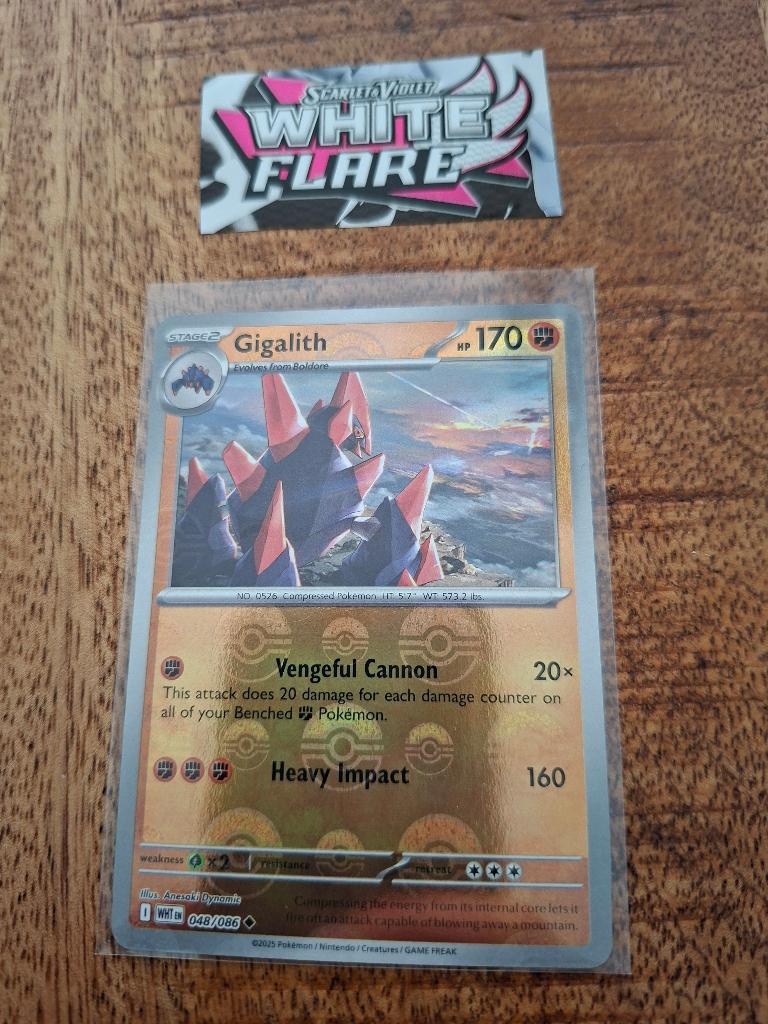 Pokemon Gigalith (pokeball) (048/082) – White Flare, Ophalen of Verzenden, Nieuw, Losse kaart, Foil