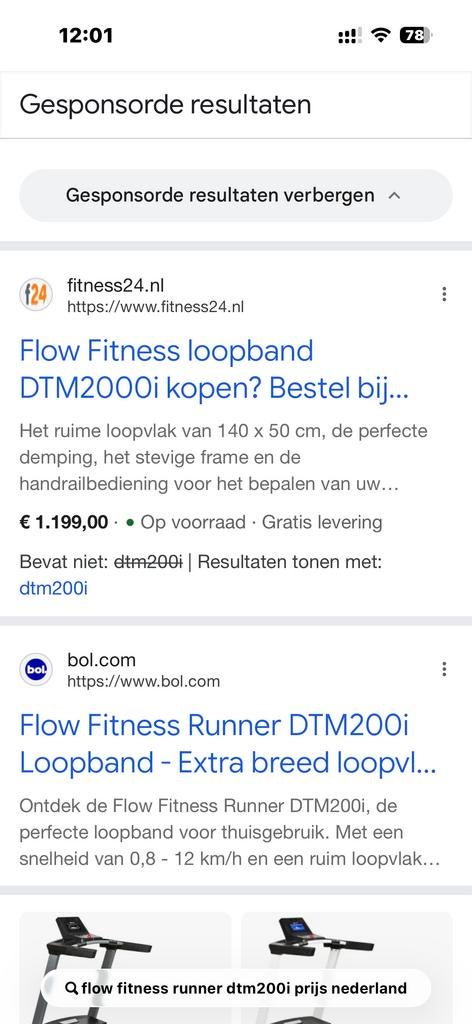 Flow Fitness Runner DTM200i Loopband - Inklapbaar, Sport en Fitness, Ophalen, Zo goed als nieuw, Metaal, Loopband