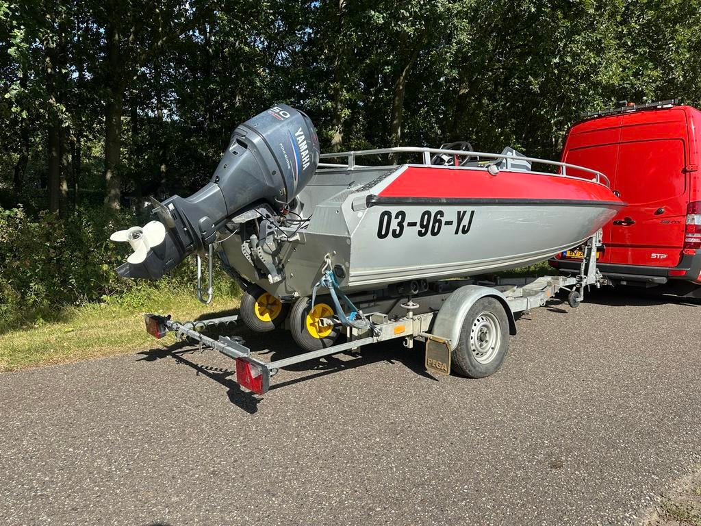 Aluminium speedboot Buster L Yamaha 50 pk buitenboordmotor, Watersport en Boten, Ophalen, Gebruikt, 50 pk of meer, Aluminium