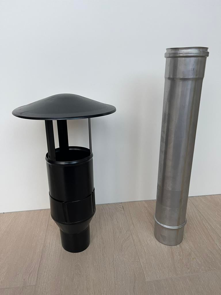 Metalen schoorsteenkap, Ophalen, Nieuw, Vrijstaande haard, Houthaard