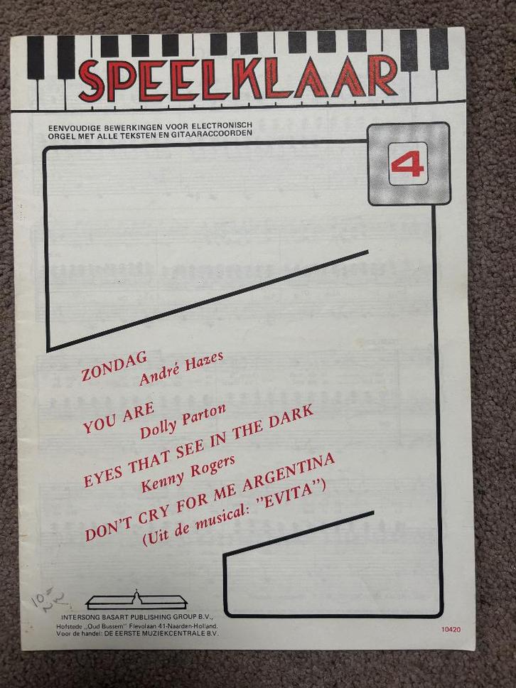 SPEELKLAAR, Muziek en Instrumenten, Bladmuziek, Gebruikt, Artiest of Componist, Populair, Gitaar, Basgitaar, Piano, Keyboard, Accordeon