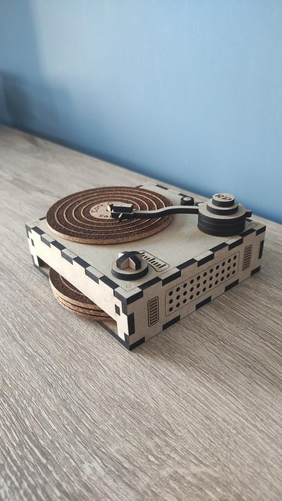 Unieke LP Platenspeler Onderzetter Houder – Laser Gesneden, Overige onderwerpen, Houtsnijwerk, Minder dan 20 cm, Ophalen of Verzenden