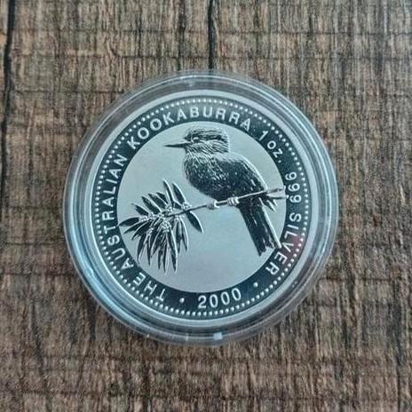 Kookaburra zilveren munt 2000 1 Oz 1 Dollar oplage 104.169, Postzegels en Munten, Munten | Oceanië, Zilver, Ophalen of Verzenden