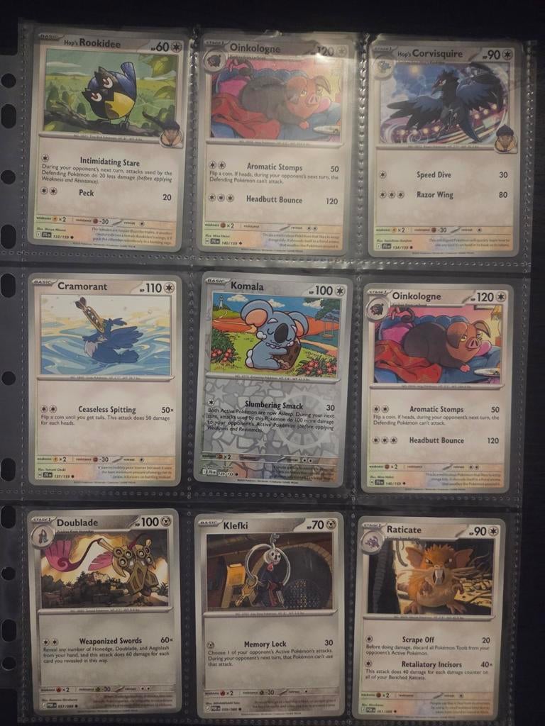 Pokémon kaarten Rookidee, Oinkologne, Cramorant, Komala, Ophalen of Verzenden