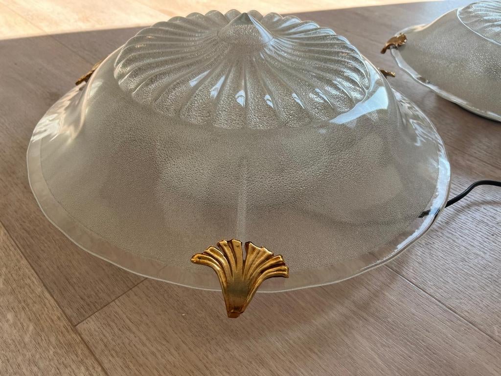 2x Murano ijsglas plafonnière, Italy, Ophalen, Zo goed als nieuw