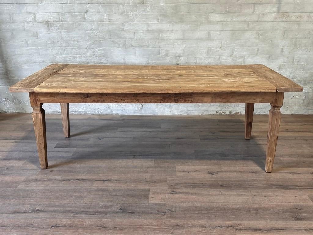 Franse boerentafel - 224 x 101 cm +79 cm hoog, Gebruikt, Eikenhout, 200 cm of meer, Vijf personen of meer