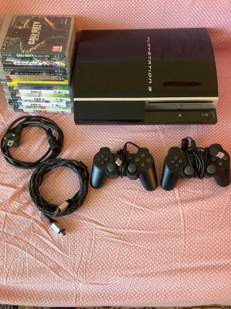 Sony Playstation 3 phat 80 GB, Ophalen, Phat, Met 2 controllers, 80 GB