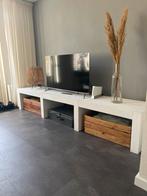 Steigerhouten tv-meubel wit 280 cm breed, Ophalen, Gebruikt, 200 cm of meer, Minder dan 100 cm