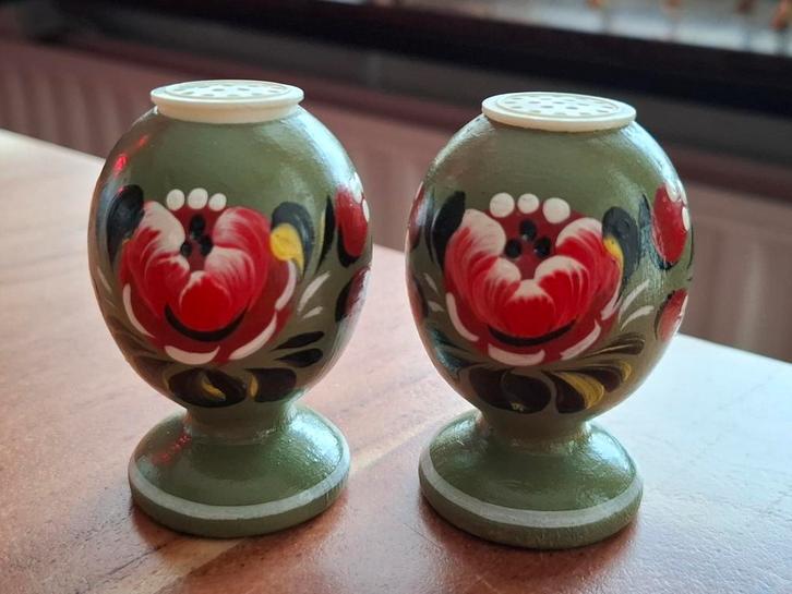 Vintage Peper en Zoutstel - Handbeschilderd, Antiek en Kunst, Antiek | Servies los, Ophalen of Verzenden