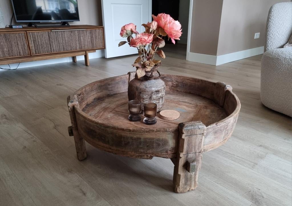 Chakki Tafel XL - India, Huis en Inrichting, Tafels | Salontafels, Ophalen, 50 tot 100 cm, Rond, 50 tot 100 cm