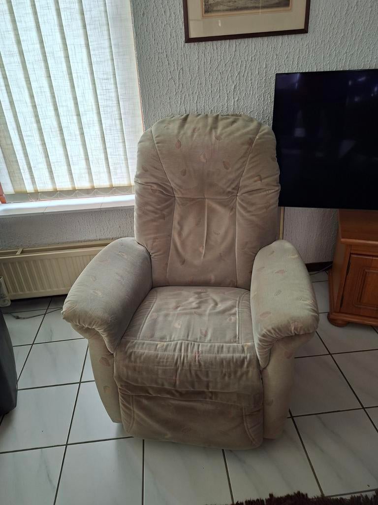 Gratis Comfortabele stoffen fauteuil, Huis en Inrichting, Fauteuils, Ophalen, Gebruikt, 75 tot 100 cm, Stof