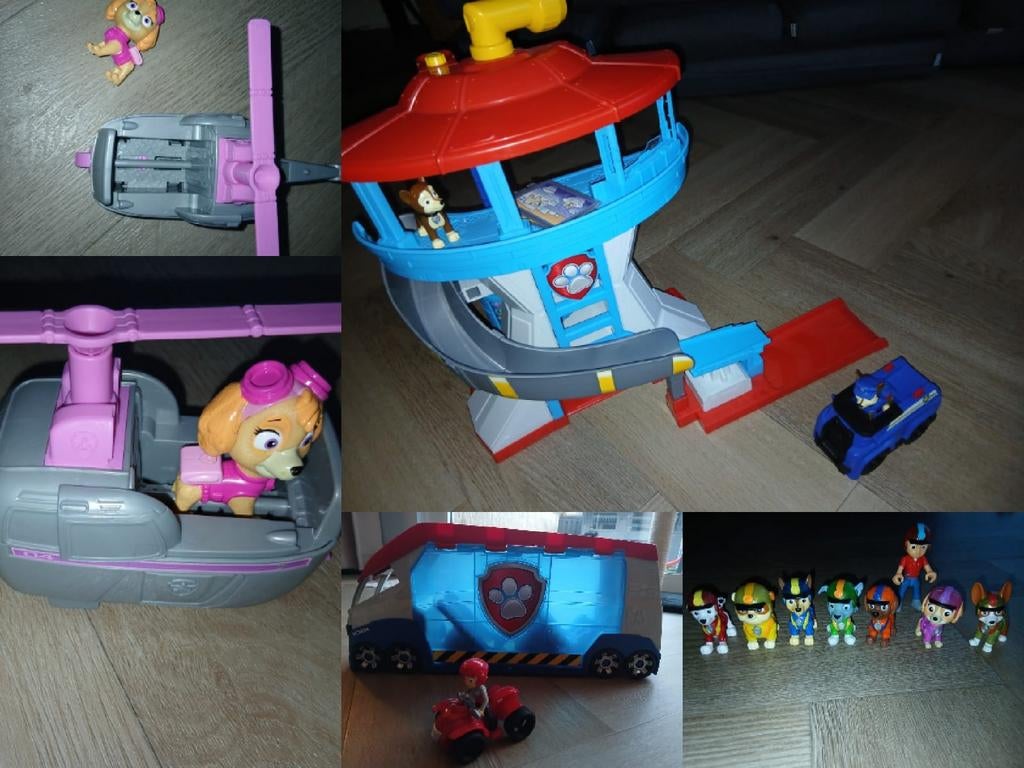 Paw Patrol uitkijktoren, bus met figuren en voertuigen, Kinderen en Baby's, Ophalen, Zo goed als nieuw, Jongen of Meisje