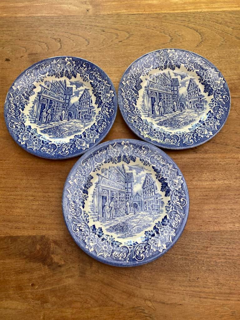 Gebaksbordje, blauw, Ironstone England (270426), Ophalen of Verzenden, Zo goed als nieuw, Overige stijlen, Bord(en)