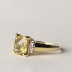 vintage 9 karaat gouden ring citrien edelsteen en diamant, Sieraden, Tassen en Uiterlijk, Verzenden, Zo goed als nieuw, 17 tot 18