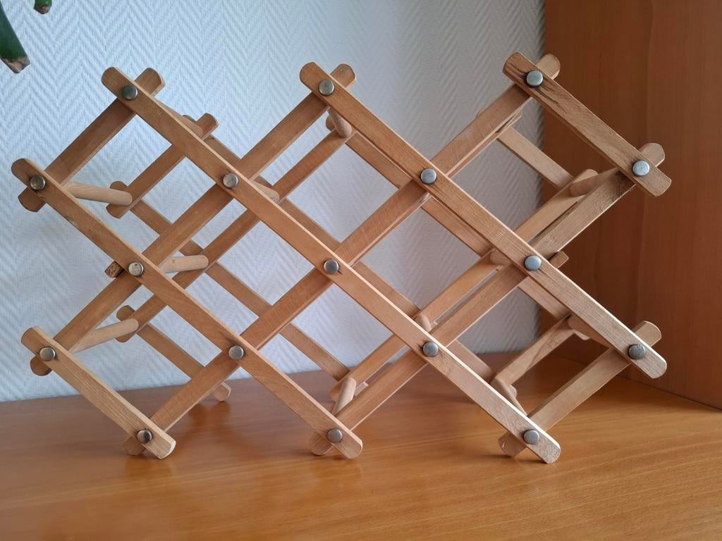 Houten inklapbaar wijnrek voor 10 flessen / H37xB60xD18cm, Ophalen of Verzenden, Gebruikt, Hout, Minder dan 50 cm