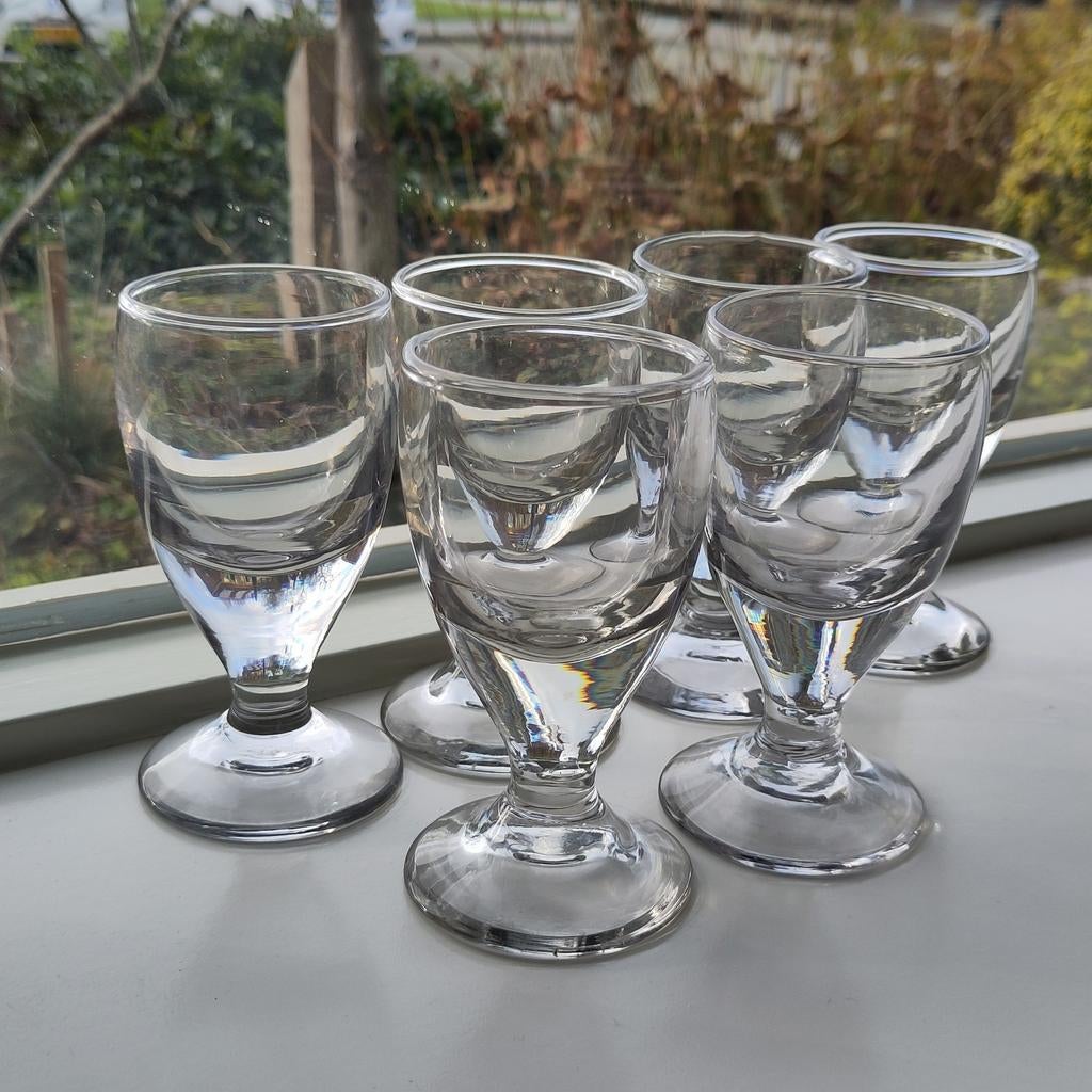 Zes handgeblazen wijnglazen, Ophalen of Verzenden, Zo goed als nieuw, Overige typen