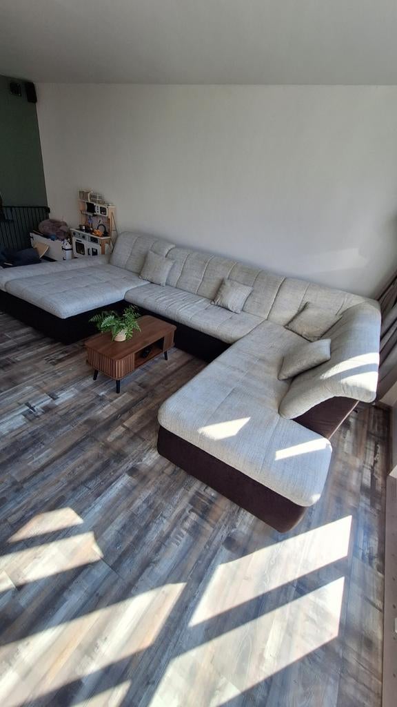 Grote U-hoekbank met slaapfunctie en verstelbare armleuninge, Ophalen, Gebruikt, Hoekbank, 300 cm of meer