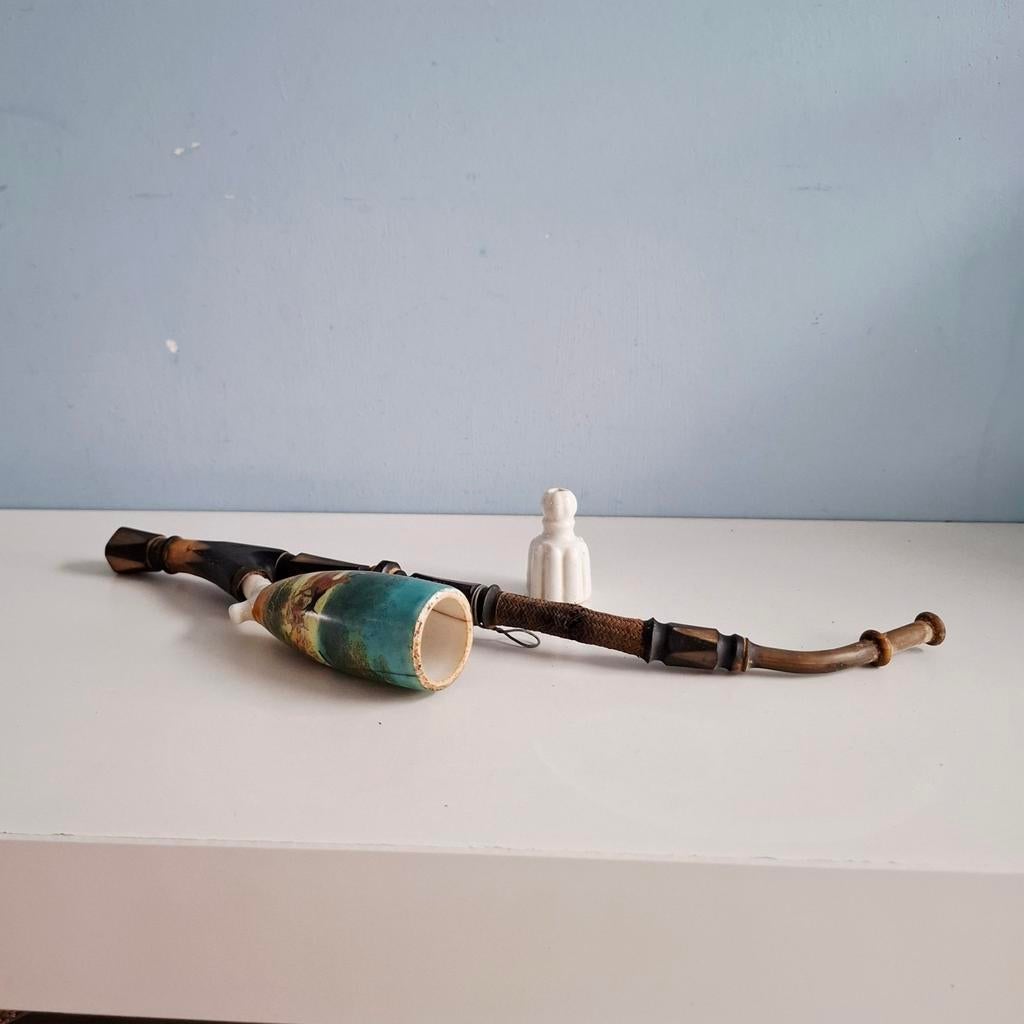 Antieke Duitse pijp of stummel met jachttafereel, Ophalen of Verzenden