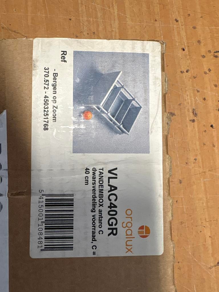 Orgalux VLAC40GR Tandembox dwarsverdeling 40cm, Overige typen, Kunststof, Nieuw, Ophalen of Verzenden