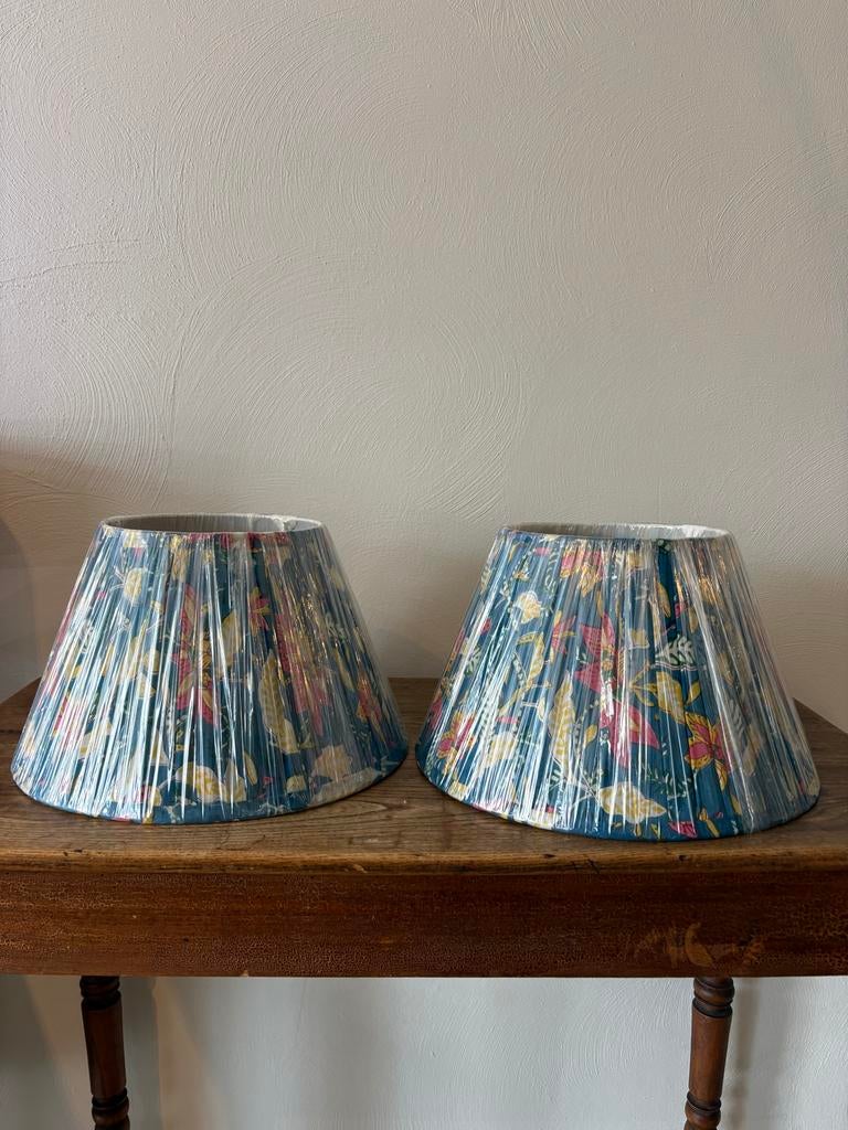 Anna+Nina Lampenkappen met bloemenprint (set van 2), Ophalen, Blauw, Nieuw, Overige vormen