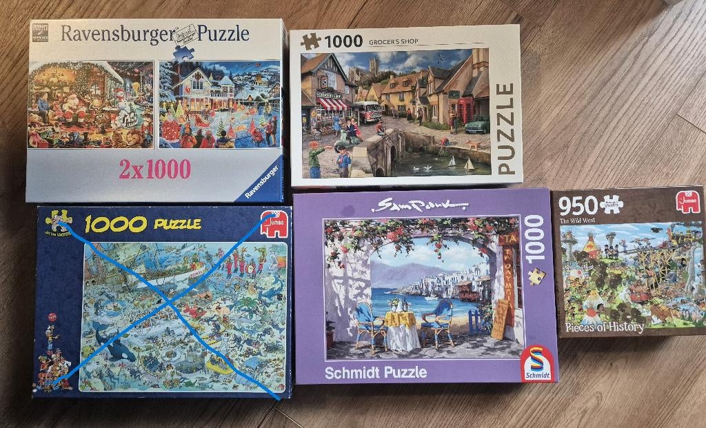 4 puzzels, Hobby en Vrije tijd, Denksport en Puzzels, Ophalen of Verzenden, 500 t/m 1500 stukjes, Gebruikt, Legpuzzel