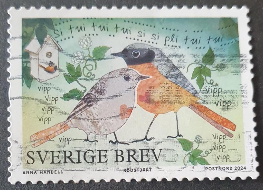 104-26 Zweden 2024 / Gekraagde Roodstaart, Verzenden, Zweden, Gestempeld