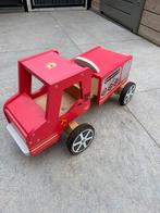 Houten brandweerwagen loopauto met aanhanger Gratis ophalen, Ophalen of Verzenden, Gebruikt