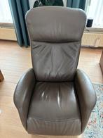 Taupe lederen relaxstoel, Huis en Inrichting, Fauteuils, Ophalen, Gebruikt, 50 tot 75 cm, Leer