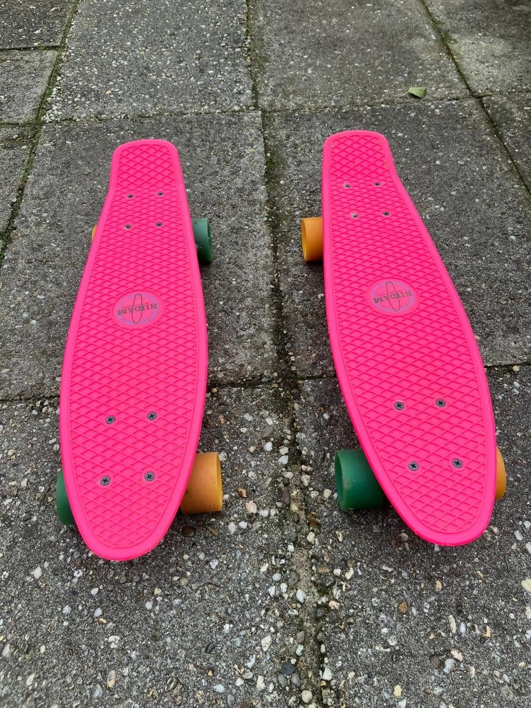 Twee roze skateboard pennyboard tweeling, Sport en Fitness, Skateboarden, Ophalen, Nieuw, Skateboard