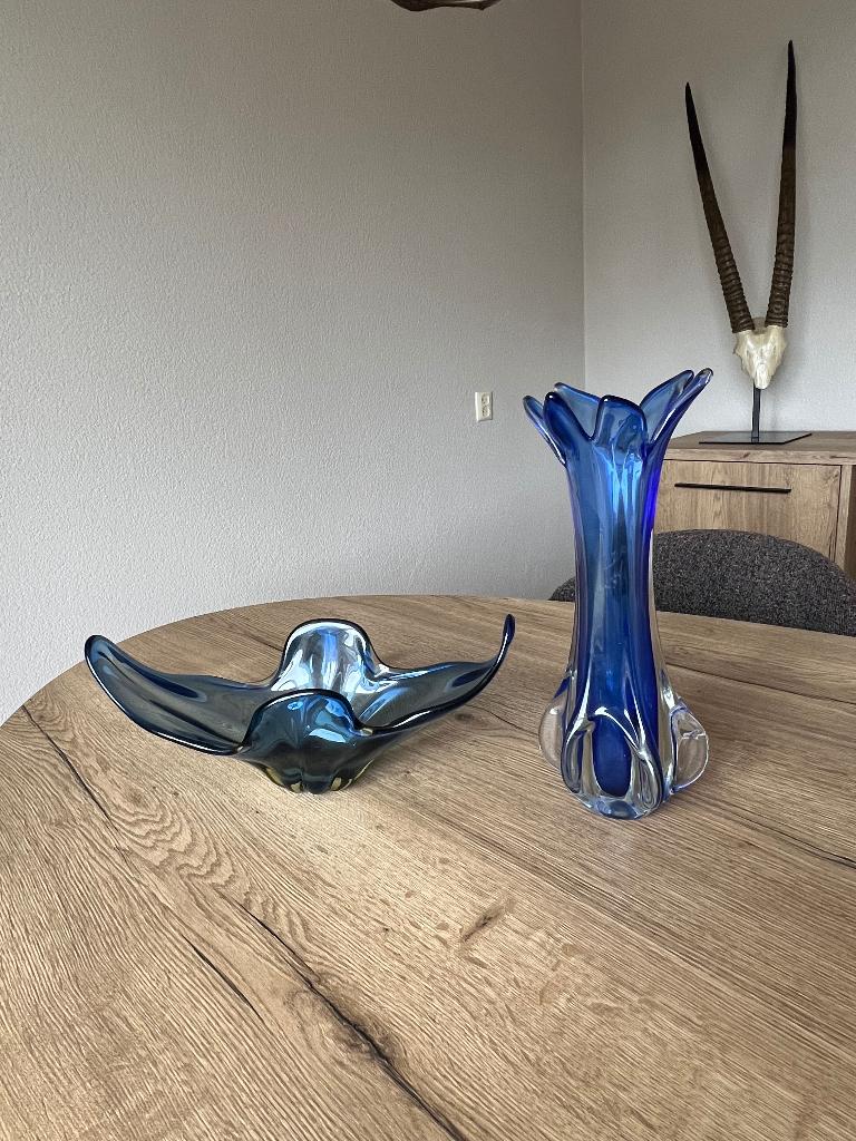 Blauw glaswerk Vaas/schaal, Ophalen