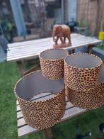 4 Panterprint Lampenkappen: 2 Klein, 2 Groot, Huis en Inrichting, Ophalen, Gebruikt, Rond, Bruin