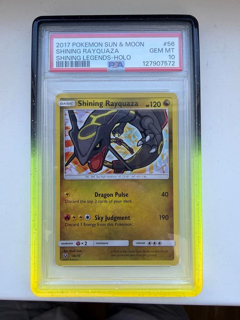 Shining Rayquaza Holo Graded Kaart met Bumper PSA 10, Ophalen of Verzenden, Zo goed als nieuw, Losse kaart, Foil