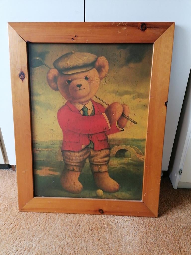 Grote ingelijste beer poster leuk op de kinderkamer, Ophalen