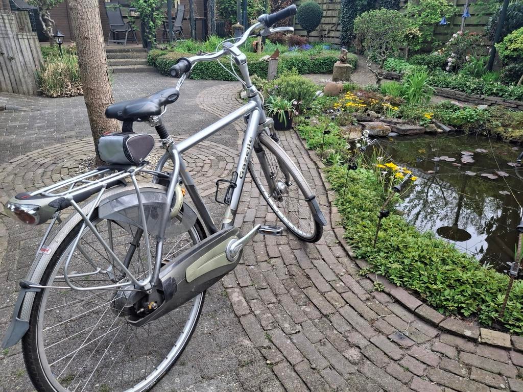 Zilverkleurige herenfiets., Fietsen en Brommers, Gebruikt, Versnellingen, 49 tot 53 cm, Ophalen of Verzenden
