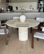 Exclusieve Italiaanse Travertine Eettafel (waarde €3.200), Ophalen, Zo goed als nieuw, Rechthoekig, 200 cm of meer