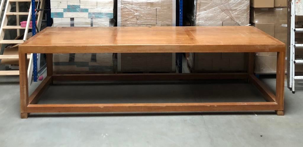 grote robuuste eiken werkbank, tafel, kloostertafel 320 cm., Ophalen, Gebruikt, 170 cm of meer
