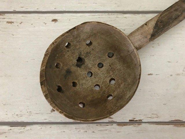 Antieke Franse olijven lepel robuust en ambachtelijk, Ophalen of Verzenden