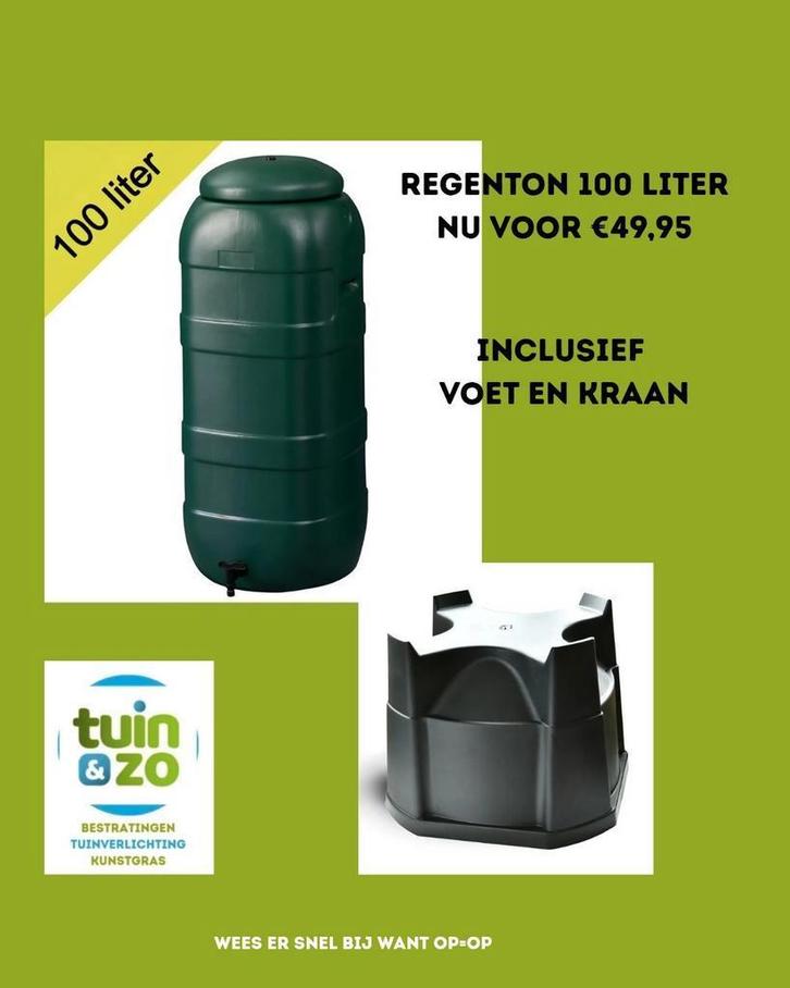 Regenton actie, Tuin en Terras, Regentonnen, Zo goed als nieuw, Kunststof, 75 tot 150 liter, Met kraantje, Ophalen of Verzenden