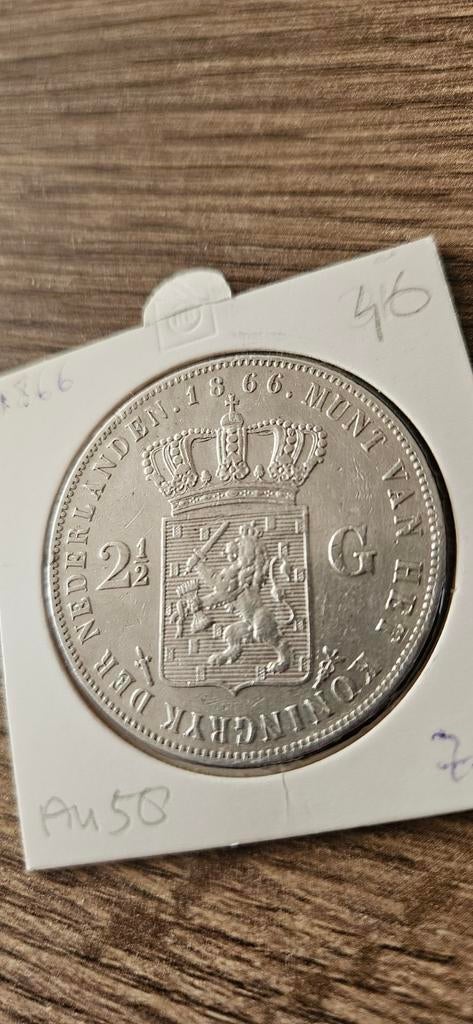 Zilveren rijksdaalder 1866 Willem lll mooie munt zie foto's, Postzegels en Munten, Munten | Nederland, Koning Willem III, Zilver