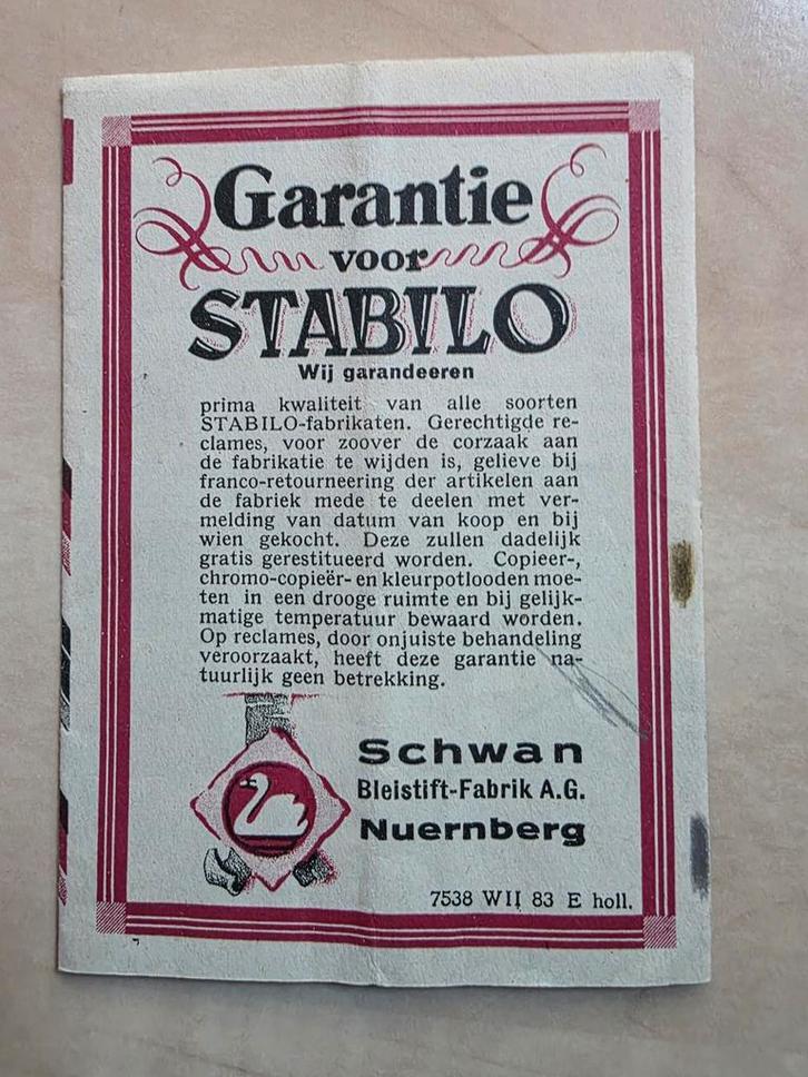 079) RECLAME STABILO KLEURPOTLOODEN SCHWAN NUERNBERG, Verzamelen, Merken en Reclamevoorwerpen, Gebruikt, Overige typen, Ophalen of Verzenden