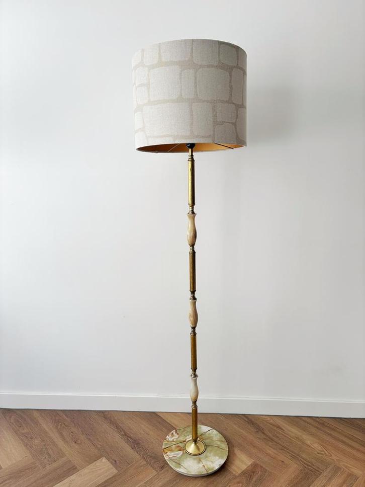 Prachtige Vintage lamp | marmer & messing | nieuwe kap, Huis en Inrichting, Lampen | Vloerlampen, Zo goed als nieuw, 150 tot 200 cm