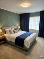 13913 gordijnen gevoerd ribstof kamerhoog dubbele plooi blue, Huis en Inrichting, Ophalen of Verzenden, Zo goed als nieuw, 200 cm of meer