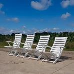 Set van 4 vintage Triconfort France verstelbare ligstoelen w, Ophalen, Gebruikt, Kunststof, Verstelbaar