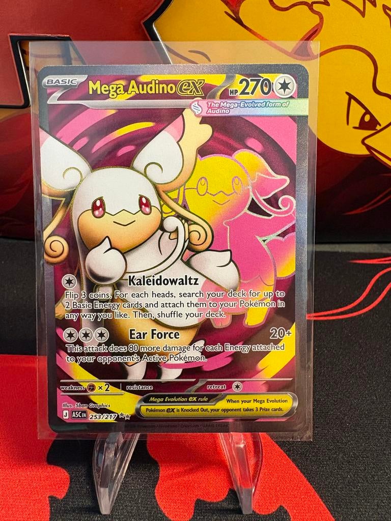 Pokémon Mega Audino EX 253/217, Ophalen of Verzenden, Zo goed als nieuw, Losse kaart, Foil