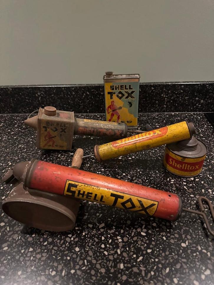 4 SHELLTOX items. Special Product. Insecticide spuiten., Verzamelen, Merken en Reclamevoorwerpen, Gebruikt, Gebruiksvoorwerp, Ophalen of Verzenden