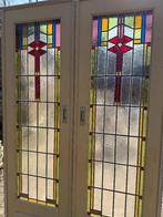 Set schuif / en-suite deuren met glas in lood 211x136cm., Ophalen of Verzenden