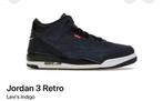 Jordan 3 retro levis indigo, Kleding | Heren, Schoenen, Ophalen of Verzenden, Zo goed als nieuw, Blauw