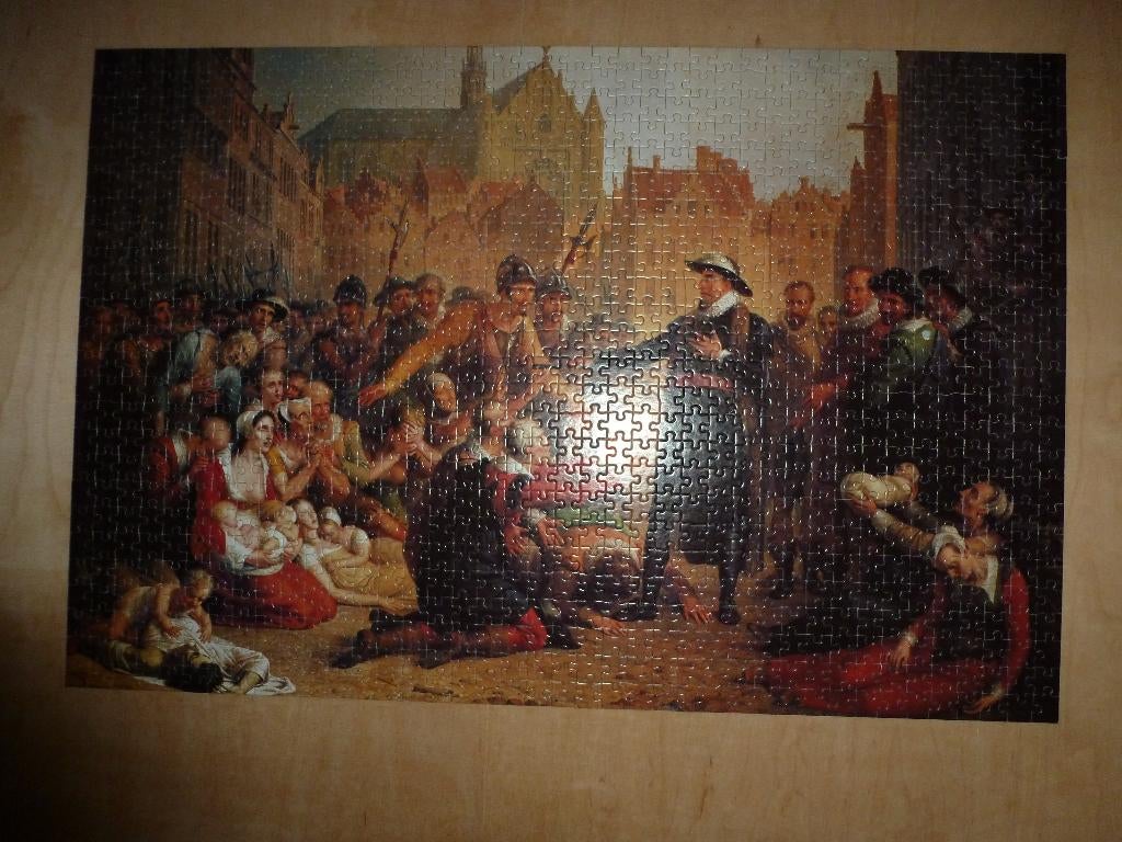 Legpuzzel 1000 stukjes compleet Leidens ontzet 1574, Ophalen of Verzenden, 500 t/m 1500 stukjes, Gebruikt, Legpuzzel