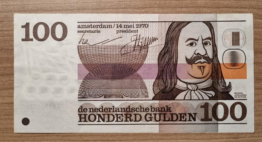 Bankbiljet - Michiel de Ruyter 100 gulden - supermooi nog, Postzegels en Munten, Bankbiljetten | Nederland, Los biljet, 100 gulden